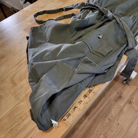 A.N.A 2X Army Green Short Sleeve Jumpsuit Button Collared Pockets Cotton - Picture 10 of 14